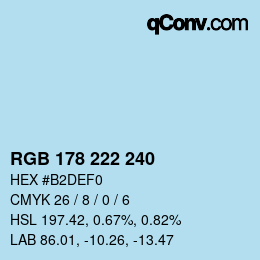 カラーコード: RGB 178 222 240 | qconv.com
