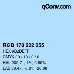 Color code: RGB 178 222 255 | qconv.com