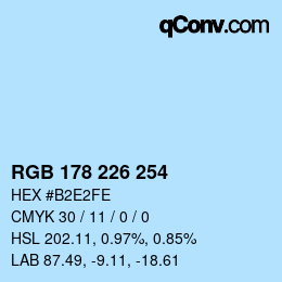 Color code: RGB 178 226 254 | qconv.com