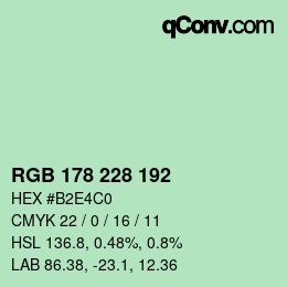 颜色代码: RGB 178 228 192 | qconv.com