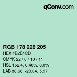 Farbcode: RGB 178 228 205 | qconv.com