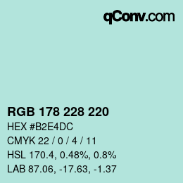 Código de color: RGB 178 228 220 | qconv.com