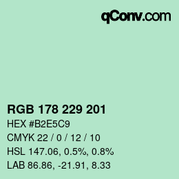 Color code: RGB 178 229 201 | qconv.com