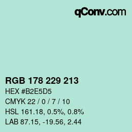 Color code: RGB 178 229 213 | qconv.com