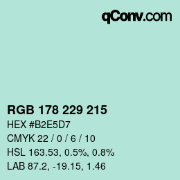 Color code: RGB 178 229 215 | qconv.com