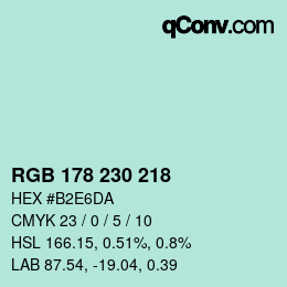Código de color: RGB 178 230 218 | qconv.com