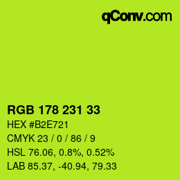 Color code: RGB 178 231 33 | qconv.com