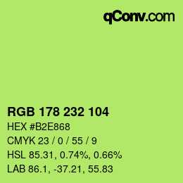 Color code: RGB 178 232 104 | qconv.com