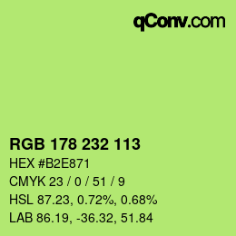Color code: RGB 178 232 113 | qconv.com