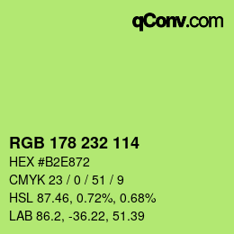 Color code: RGB 178 232 114 | qconv.com