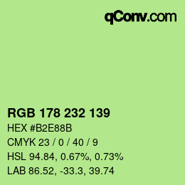 Color code: RGB 178 232 139 | qconv.com