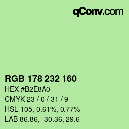 Color code: RGB 178 232 160 | qconv.com