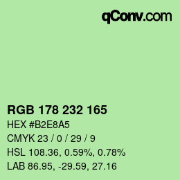 Color code: RGB 178 232 165 | qconv.com