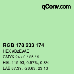Color code: RGB 178 233 174 | qconv.com