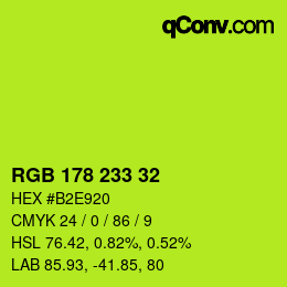 Color code: RGB 178 233 32 | qconv.com