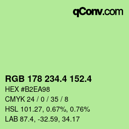 カラーコード: RGB 178 234.4 152.4 | qconv.com