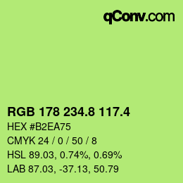 カラーコード: RGB 178 234.8 117.4 | qconv.com