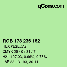 Color code: RGB 178 236 162 | qconv.com