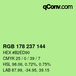 Color code: RGB 178 237 144 | qconv.com