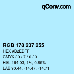 Color code: RGB 178 237 255 | qconv.com