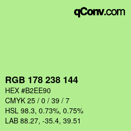 カラーコード: RGB 178 238 144 | qconv.com