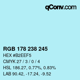 Color code: RGB 178 238 245 | qconv.com