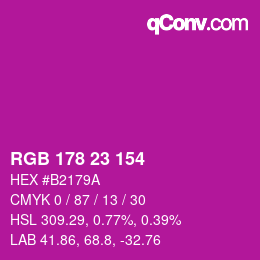 Color code: RGB 178 23 154 | qconv.com