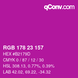 カラーコード: RGB 178 23 157 | qconv.com