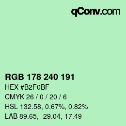 Color code: RGB 178 240 191 | qconv.com
