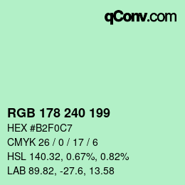 Color code: RGB 178 240 199 | qconv.com