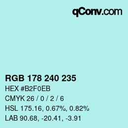 Color code: RGB 178 240 235 | qconv.com