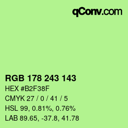 Color code: RGB 178 243 143 | qconv.com