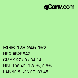 Color code: RGB 178 245 162 | qconv.com