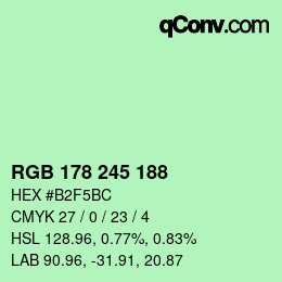 Color code: RGB 178 245 188 | qconv.com