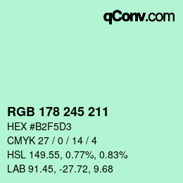 Color code: RGB 178 245 211 | qconv.com