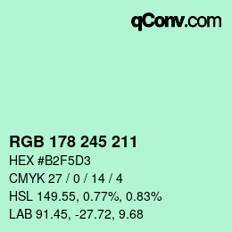 Color code: RGB 178 245 211 | qconv.com