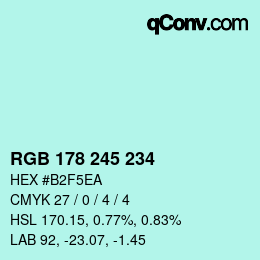 Color code: RGB 178 245 234 | qconv.com