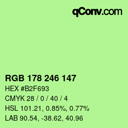 Color code: RGB 178 246 147 | qconv.com
