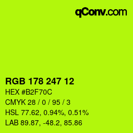 Color code: RGB 178 247 12 | qconv.com