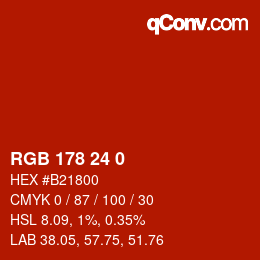 Color code: RGB 178 24 0 | qconv.com