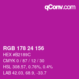 カラーコード: RGB 178 24 156 | qconv.com