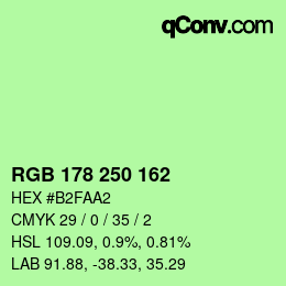 Color code: RGB 178 250 162 | qconv.com