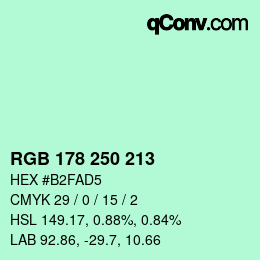 颜色代码: RGB 178 250 213 | qconv.com