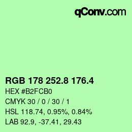カラーコード: RGB 178 252.8 176.4 | qconv.com