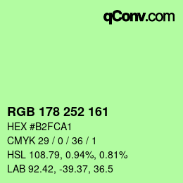 Color code: RGB 178 252 161 | qconv.com