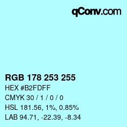 カラーコード: RGB 178 253 255 | qconv.com