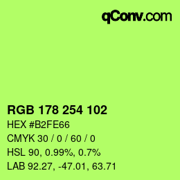 Color code: RGB 178 254 102 | qconv.com