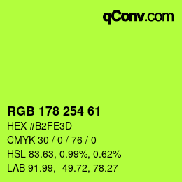 カラーコード: RGB 178 254 61 | qconv.com
