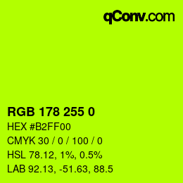 カラーコード: RGB 178 255 0 | qconv.com