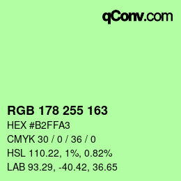 Color code: RGB 178 255 163 | qconv.com